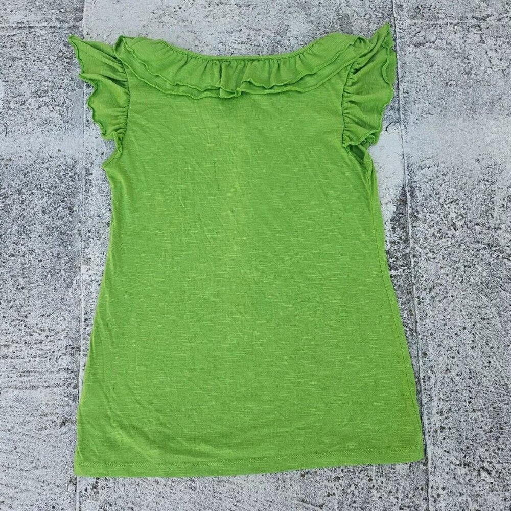 CATO Women Top Blouse Green V Neck Ruffle Shirt Size S - Picture 6 of 8